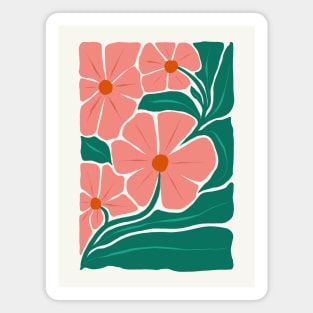 Modern Peach Pink Flowers Magnet